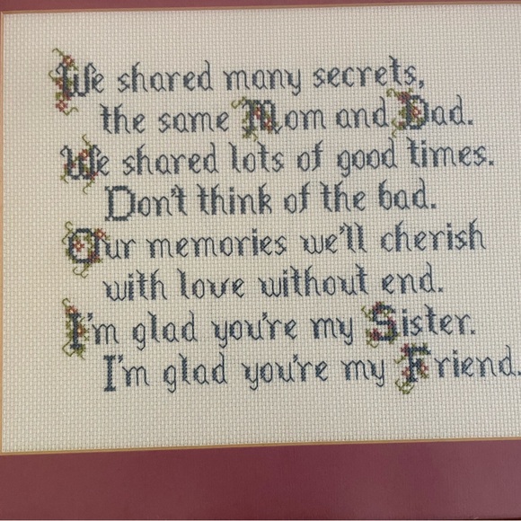 Vintage Framed Sisters Cross Stitch. - Picture 3 of 7